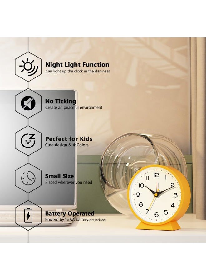AYRELY ® Analog Metal Retro Alarm Clock with Light,Snooze Silent No Ticking Desk Clock Battery Operated for Kids,Bedroom,Living Room,Table Clocks for Living Room Decor (Orange) - Image 2