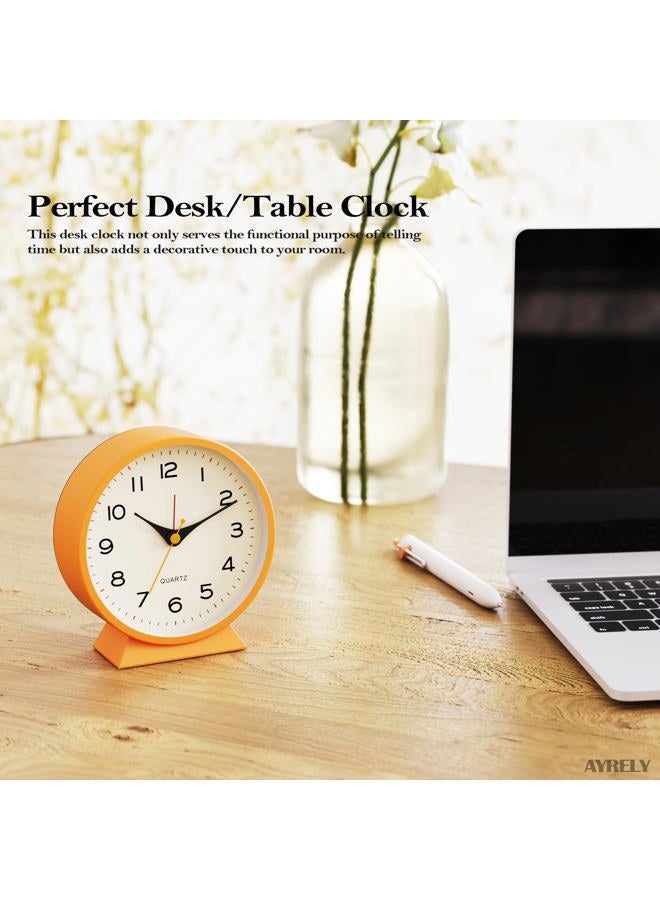 AYRELY ® Analog Metal Retro Alarm Clock with Light,Snooze Silent No Ticking Desk Clock Battery Operated for Kids,Bedroom,Living Room,Table Clocks for Living Room Decor (Orange) - Image 3