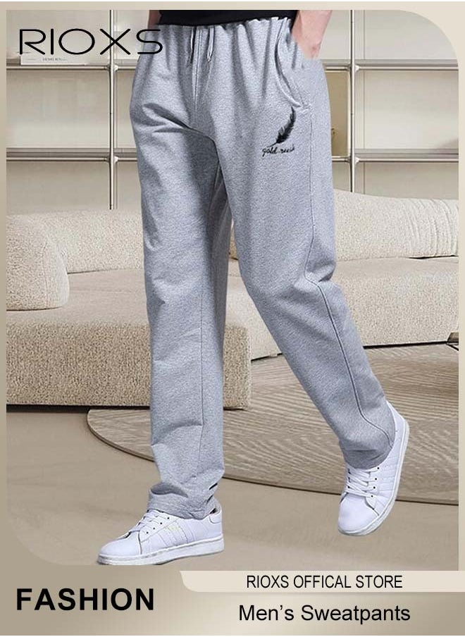 RIOXS Men's Sports Pants, Casual Drawstring Sweatpants, Comfortable Loose Joggers with Side Pockets, Jogging Tracksuit Bottoms, Suitable for Outdoor Activities and Daily Leisure  - Image 1