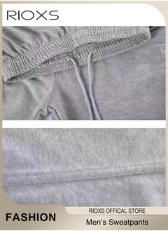 RIOXS Men's Sports Pants, Casual Drawstring Sweatpants, Comfortable Loose Joggers with Side Pockets, Jogging Tracksuit Bottoms, Suitable for Outdoor Activities and Daily Leisure  - Image 4