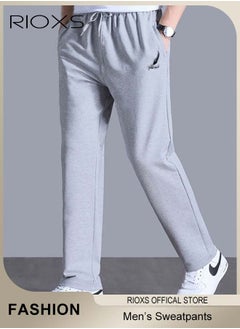RIOXS Men's Sports Pants, Casual Drawstring Sweatpants, Comfortable Loose Joggers with Side Pockets, Jogging Tracksuit Bottoms, Suitable for Outdoor Activities and Daily Leisure  - Image 2