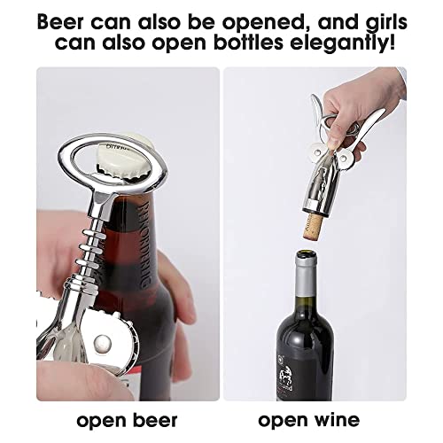 Bridge2shopping Premium Wine Opener Set, Corkscrew with Foil Cutter, Vacuum Stopper, Pourer, 4 Pieces, Stainless Steel - Image 2