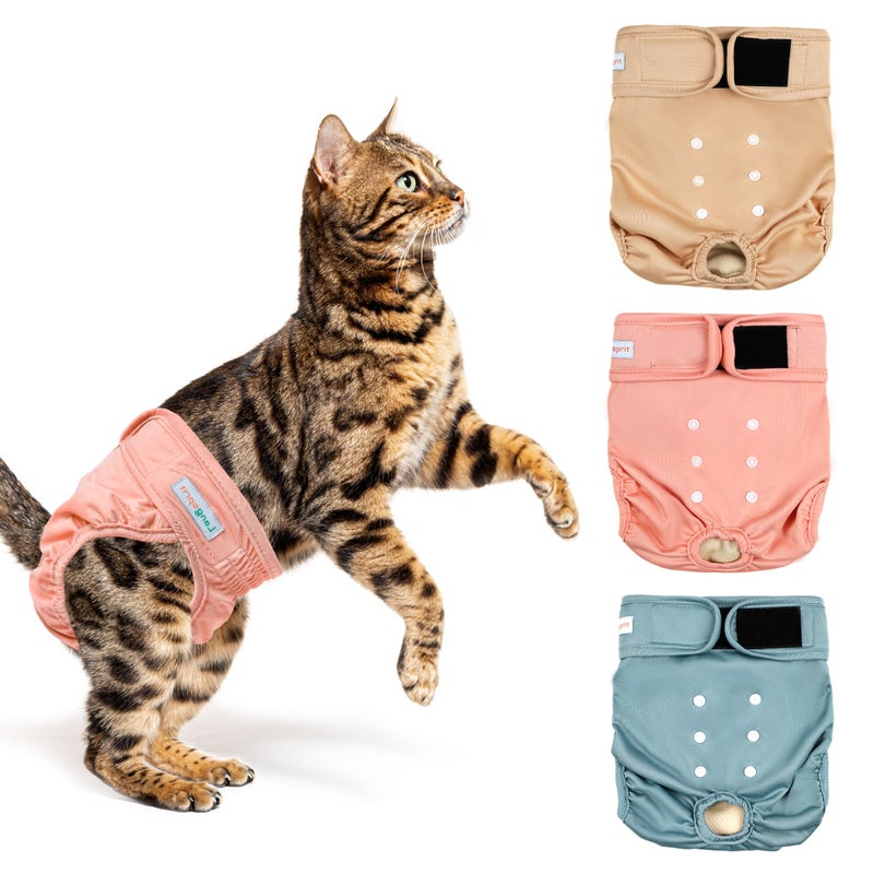 Langsprit Reusable Cat Diapers for Female Male CatsWashable Cat Kitten Incontinence Diapers for Male Cats SprayingPet Kitty Diapers for Large Small Medium Size