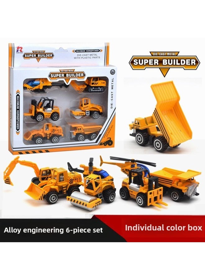 164 Scale Alloy Engineering Vehicle Model Suit Excavator Loader Bulldozer Toy Version-Color:Yellow Engineering Vehicle  - Image 1