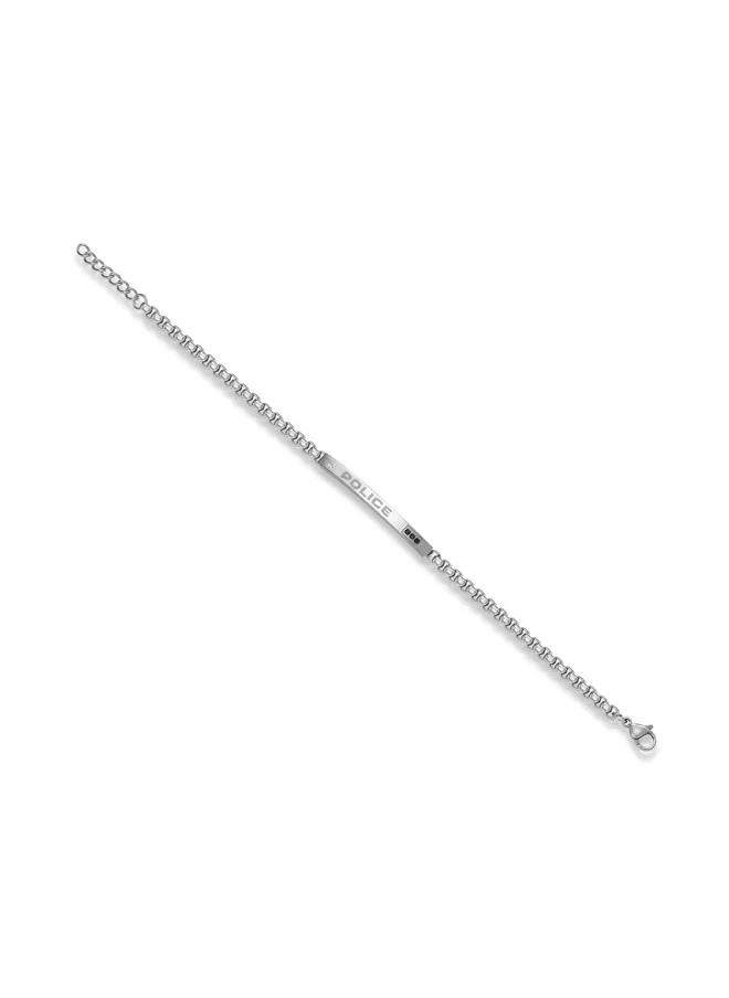 POLICE Cubet BraceletSlim Linked Design with Black Crystal Embedded  MotifMen's Sleek Statement Style