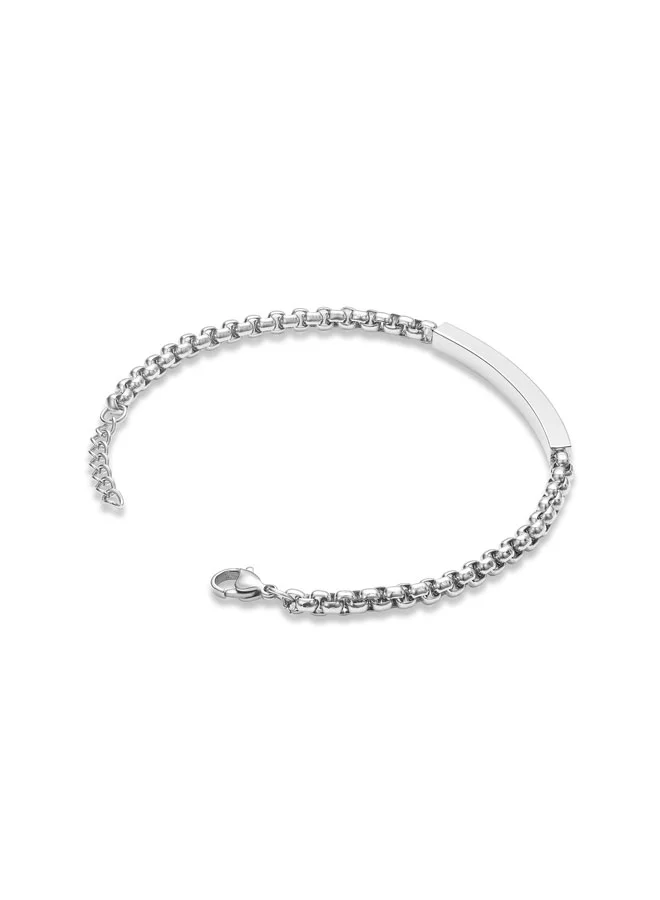 POLICE Cubet BraceletSlim Linked Design with Black Crystal Embedded  MotifMen's Sleek Statement Style