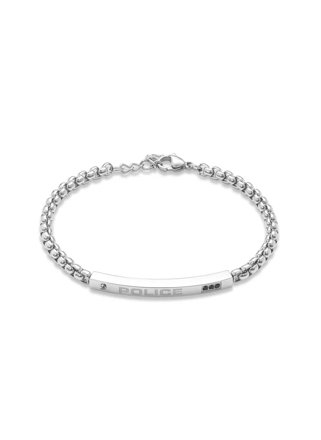 POLICE Cubet BraceletSlim Linked Design with Black Crystal Embedded  MotifMen's Sleek Statement Style