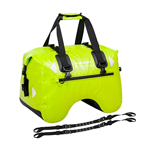 WILD HEART Motorcycle Rear Seat Bag U Shape 50L Waterproof Tail Duffel Bag Motorbike Luggage with Strape (Fluorescent Green) - Image 1