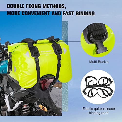 WILD HEART Motorcycle Rear Seat Bag U Shape 50L Waterproof Tail Duffel Bag Motorbike Luggage with Strape (Fluorescent Green) - Image 5