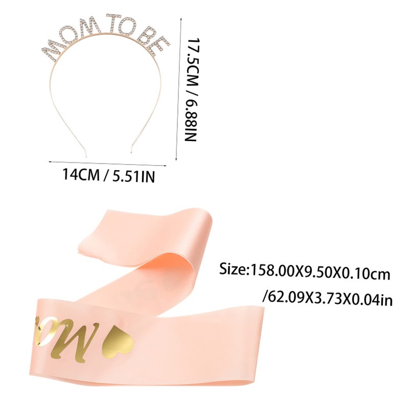 Maternity Sash Headband Kit For Pregnancy Photo Shoot Props Elegant Shoulder Belt - Image 3