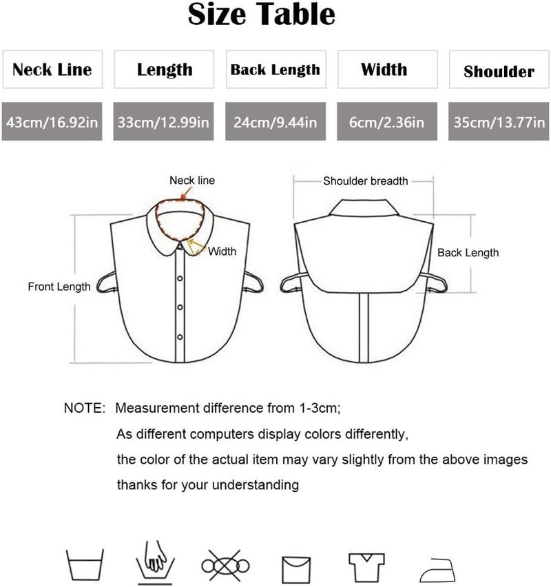 Joyci Men's Fashion OL False Collar Solid Color Lapel Half Shirt Fake Collar (Blue) - Image 2