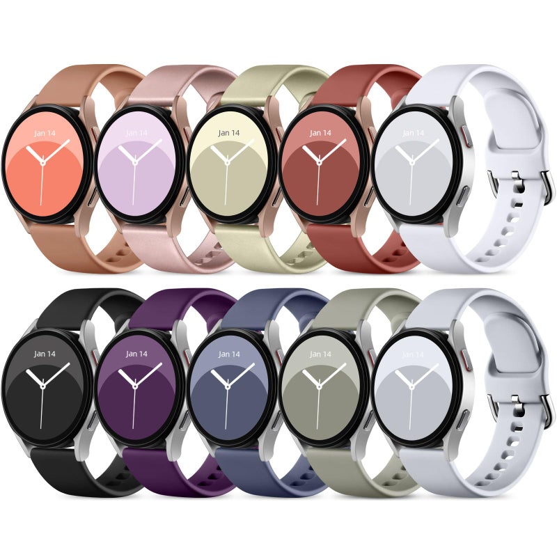 DaQin 10 Pack Bands Compatible with Samsung Galaxy Watch 7/6/5/4 40mm 44mm/Watch 6 Classic 43mm 47mm/Watch 5 Pro 45mm/Watch 4 Classic/Active 2 Band, 20mm Soft Silicone Sport Strap Wristbands Women Men - Image 1