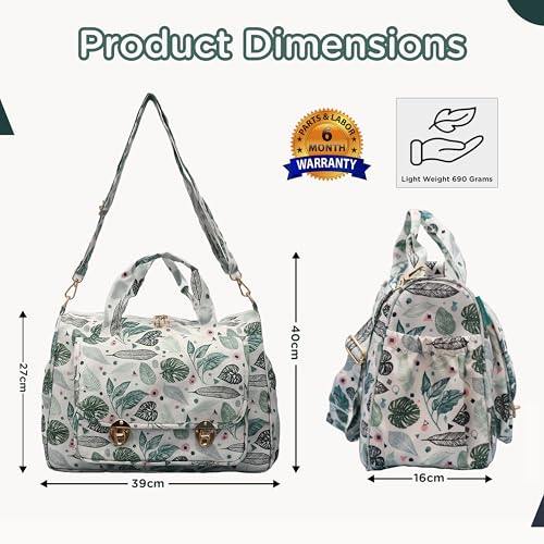 Motherly Wow Tote Diaper Bag for Mothers for Travel, Maternity Bag for Newborn Baby, Multiple Pocket Water Resistant Baby Bag (Green Leaf) - Image 2