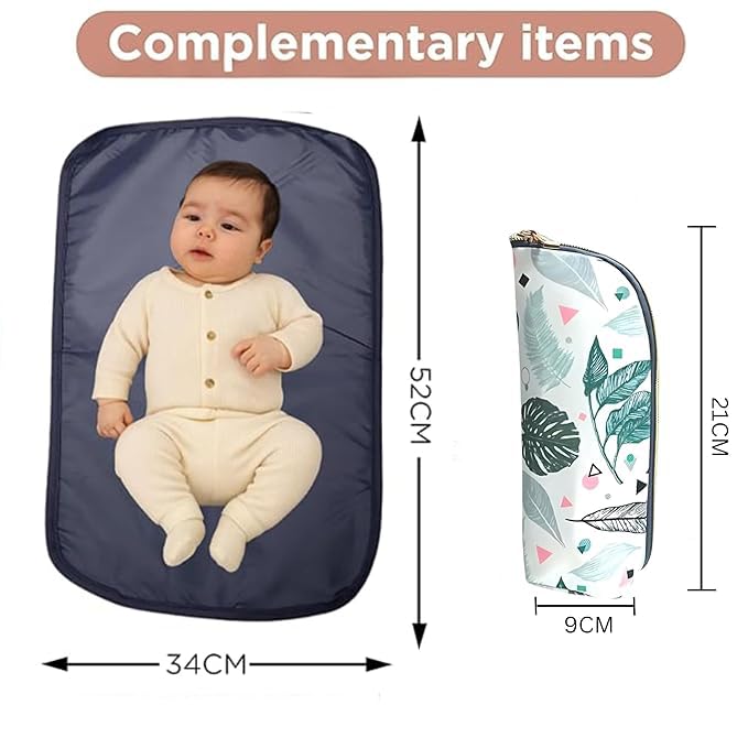 Motherly Wow Tote Diaper Bag for Mothers for Travel, Maternity Bag for Newborn Baby, Multiple Pocket Water Resistant Baby Bag (Green Leaf) - Image 3