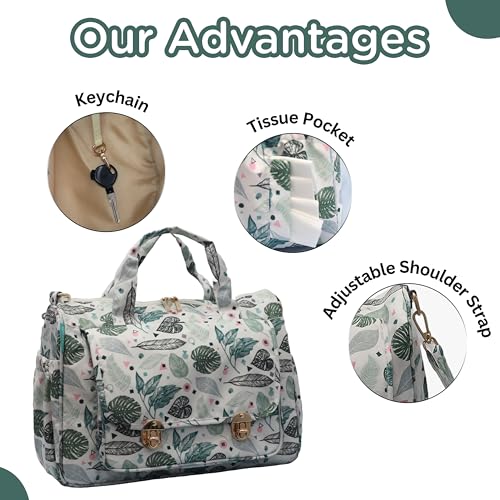 Motherly Wow Tote Diaper Bag for Mothers for Travel, Maternity Bag for Newborn Baby, Multiple Pocket Water Resistant Baby Bag (Green Leaf) - Image 4