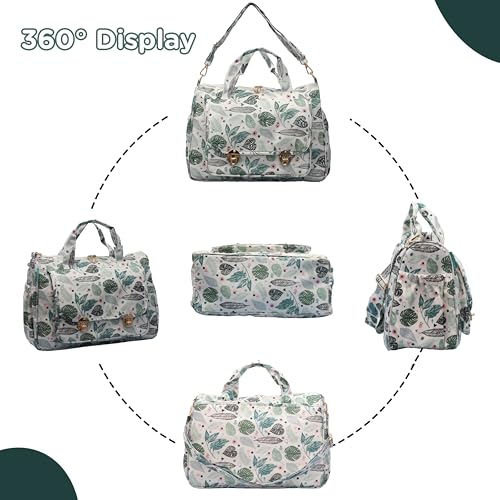 Motherly Wow Tote Diaper Bag for Mothers for Travel, Maternity Bag for Newborn Baby, Multiple Pocket Water Resistant Baby Bag (Green Leaf) - Image 5