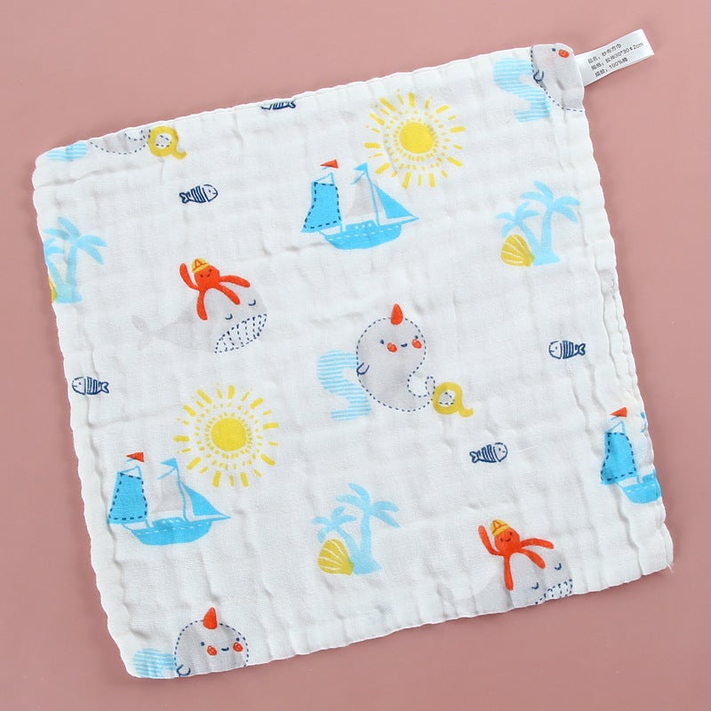 Six-Layer Pure Cotton Baby Washcloths Soft High-Density Dream Ocean] 