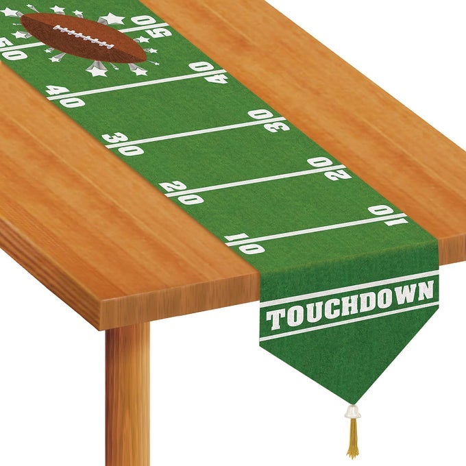 PRINTED GAME DAY TABLE RUNNER 11X6 GREEN WHITE