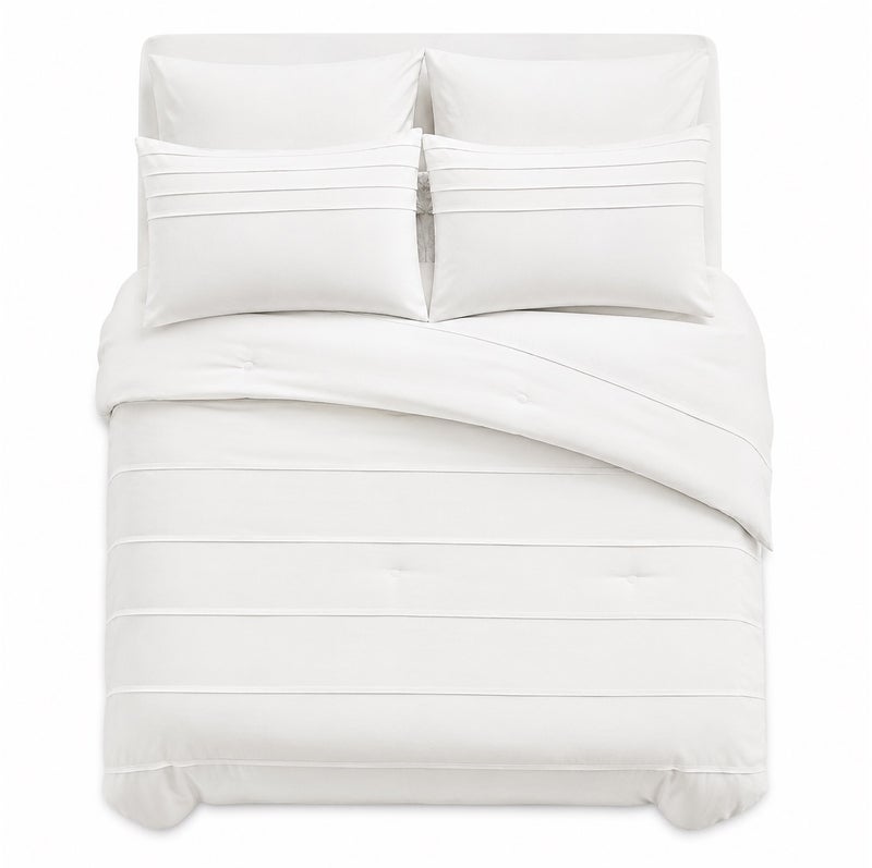 HOMETOPIA King Size 6 Piece Bedding Set Ultra Soft Lightweight Washed Fabric Pleated Design Breathable Cooling Comforter Set for AC Room - Image 2