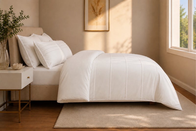 HOMETOPIA King Size 6 Piece Bedding Set Ultra Soft Lightweight Washed Fabric Pleated Design Breathable Cooling Comforter Set for AC Room - Image 4