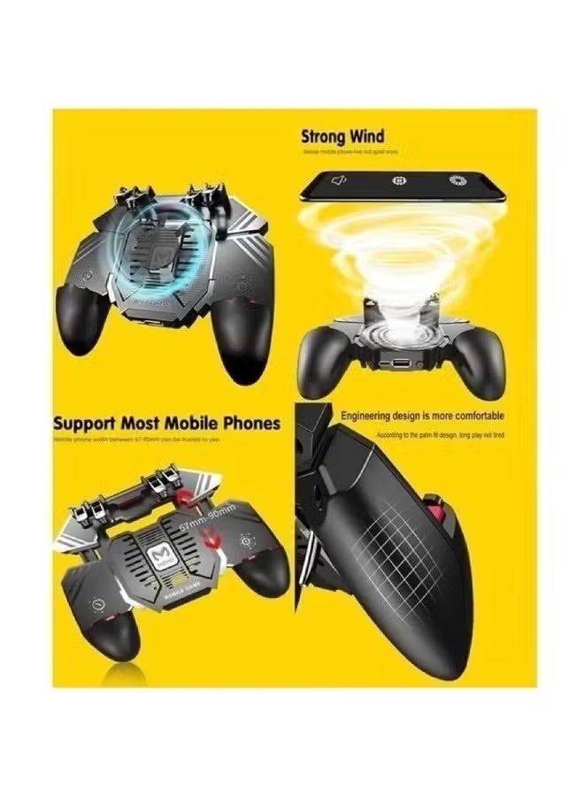 Memo AK-77 6-Finger Mobile Gaming Controller – Ergonomic Phone Gamepad with Silent Cooling Fan, 1200mAh Rechargeable Battery, Trigger Buttons for FPS Games, Gaming Accessories for Smartphones - Image 4