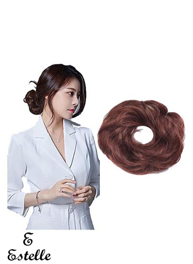 Estelle Messy Hair Bun Scrunchie with Elastic Rubber Band Ponytail Hair Extensions Updo Chignon Donut Ponytail Hairpiece Synthetic Tousled Hair for Women (Color No 350M33)  - Image 1