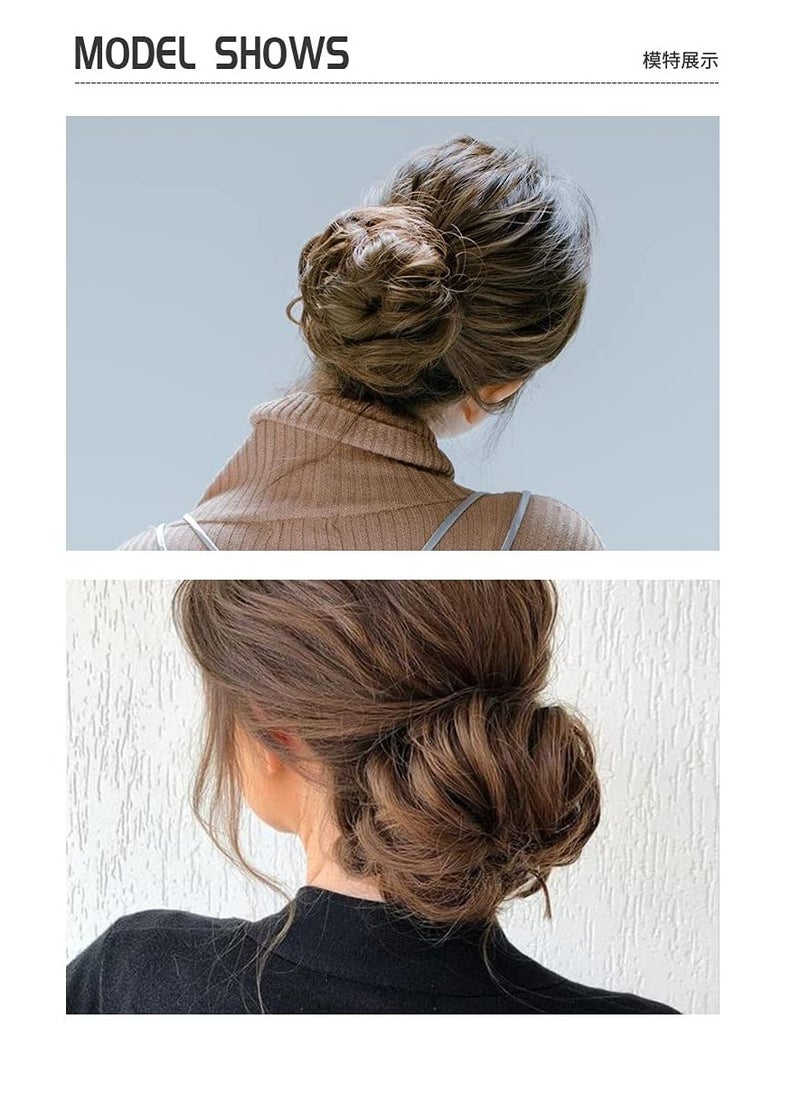 Estelle Messy Hair Bun Scrunchie with Elastic Rubber Band Ponytail Hair Extensions Updo Chignon Donut Ponytail Hairpiece Synthetic Tousled Hair for Women (Color No 350M33)  - Image 3