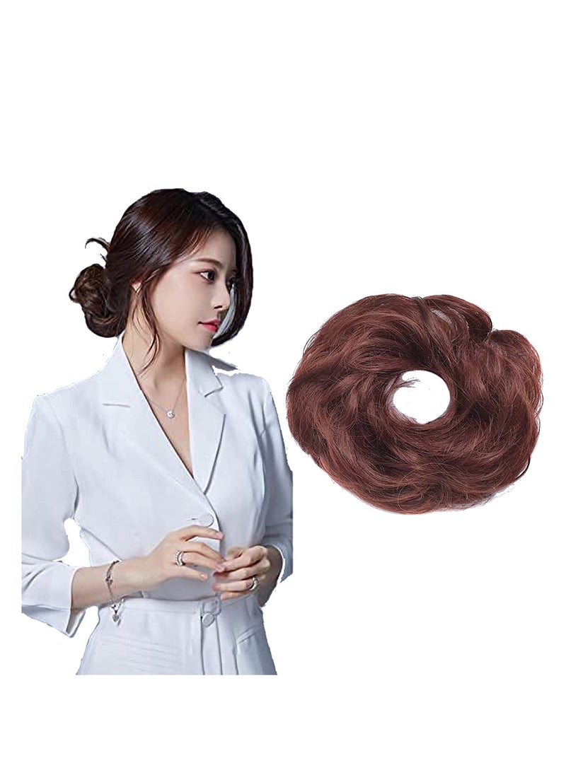 Estelle Messy Hair Bun Scrunchie with Elastic Rubber Band Ponytail Hair Extensions Updo Chignon Donut Ponytail Hairpiece Synthetic Tousled Hair for Women (Color No 350M33)  - Image 2