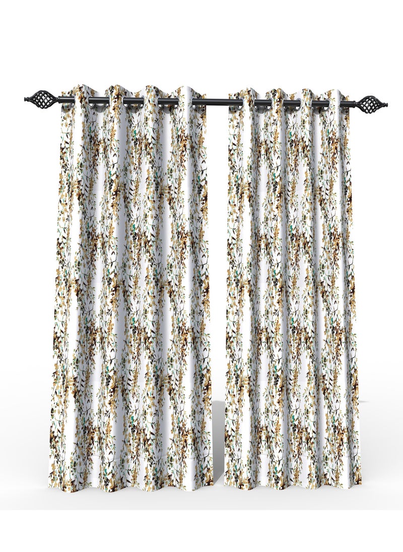 Wooden Twist - Fabrahome Light Filtering 7 Ft Rectangular Holland Fabric Curtain ( Set of 1 ) - Image 1