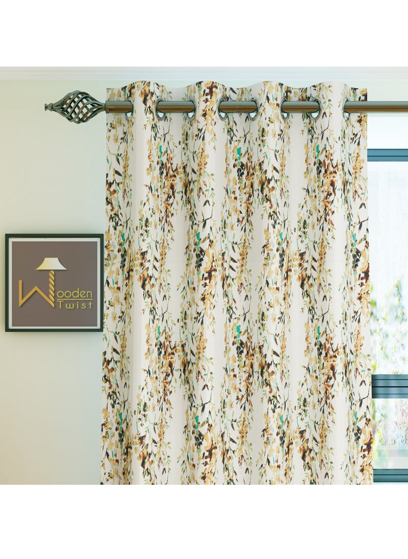Wooden Twist - Fabrahome Light Filtering 7 Ft Rectangular Holland Fabric Curtain ( Set of 1 ) - Image 1