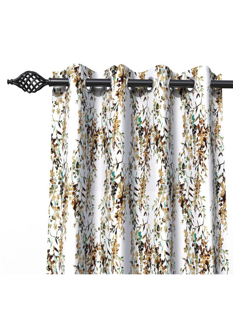 Wooden Twist - Fabrahome Light Filtering 7 Ft Rectangular Holland Fabric Curtain ( Set of 1 ) - Image 1