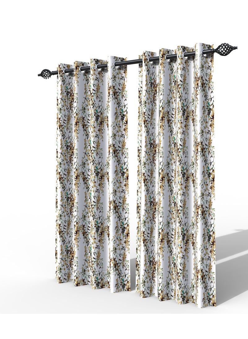 Wooden Twist - Fabrahome Light Filtering 7 Ft Rectangular Holland Fabric Curtain ( Set of 1 ) - Image 1