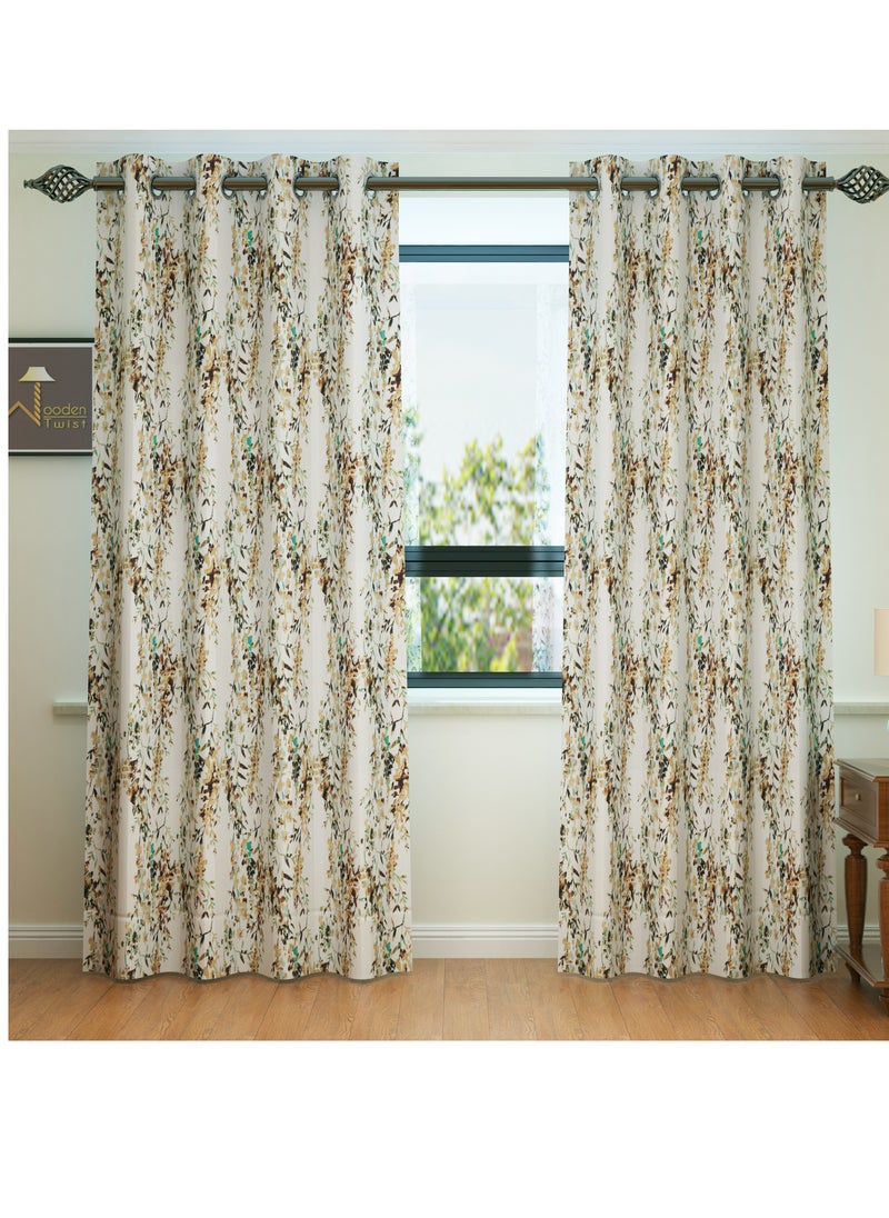 Wooden Twist - Fabrahome Light Filtering 7 Ft Rectangular Holland Fabric Curtain ( Set of 1 ) - Image 1
