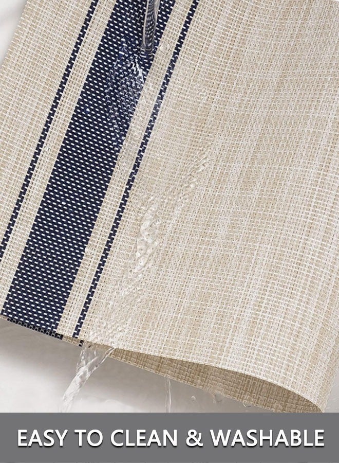 وهاواي Placemats Set of 4,  Non-Slip Washable PVC Table Mat, Heat-Resistant Woven Vinyl Placemat,Plastic Table Mats for Dining Table, Kitchen Table 30x45 cm (Stripe Blue) - Image 4