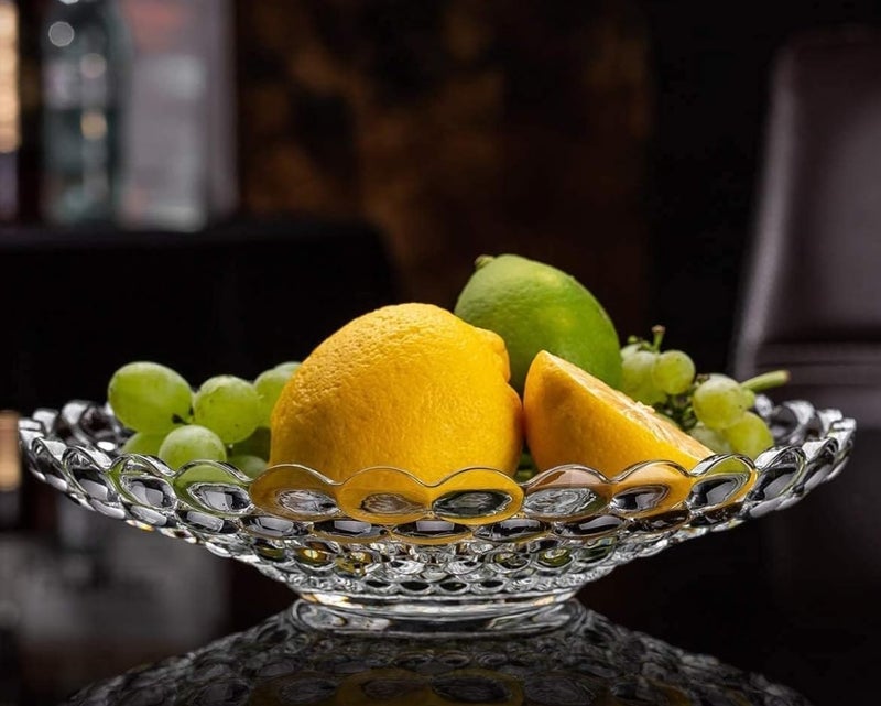 HUNGYAN Glass Fruit Bowl Plate for Dining Table Classic Bubble Design Dry Fruit Chocolate Tray Crystal Decoration Serving Bowl Dessert Plate - Image 5