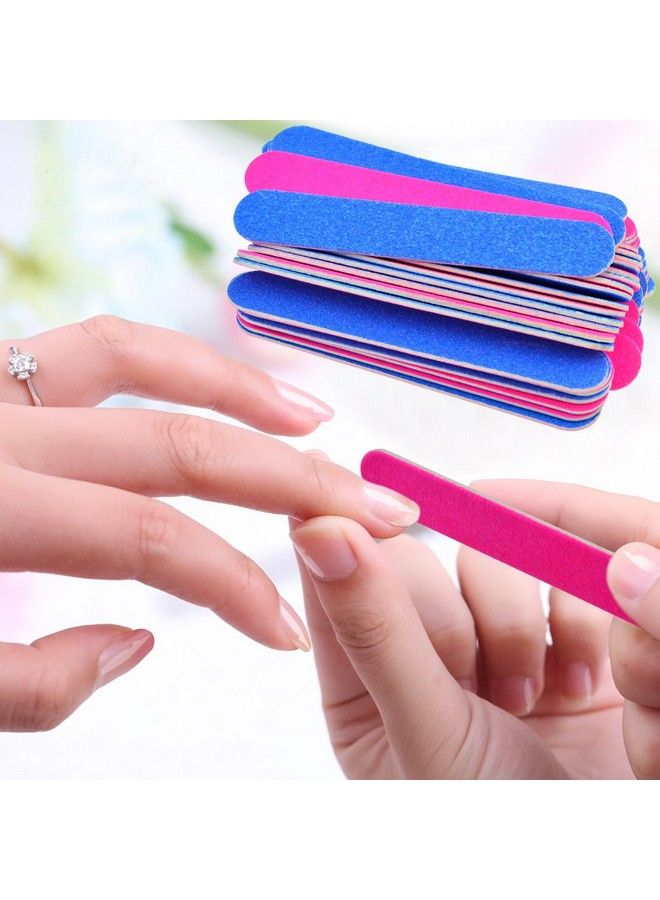 Wobe 100 Pcs Disposable Nail Files Double Sided Emery Boards Manicure Tools Blue And Pink Nail Buffering Files Emery Boards Pedicure Tools Set Home Or Professional Beauty Care - Image 5
