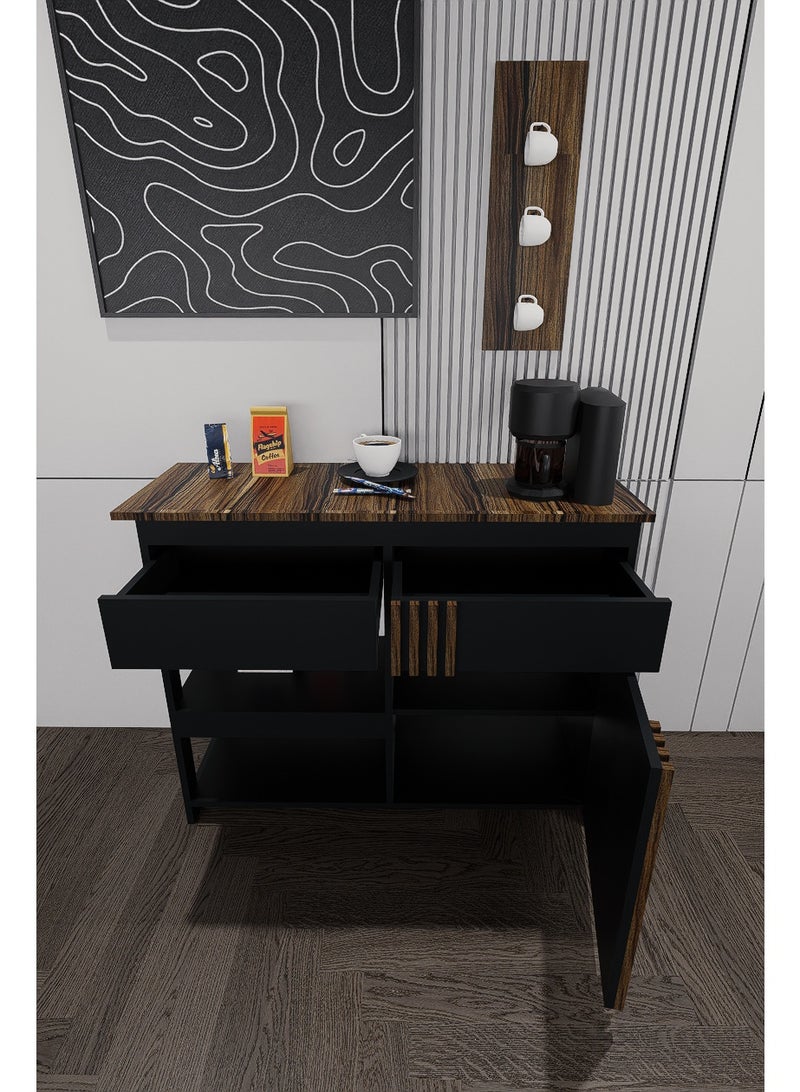 كوفي وورلد ركن قهوة أسود وخشبي عصري دولاب لتخزين وعرض منتجات القهوة الخاصة بك  لتزيين غرفة معيشتك أو غرفتك - Image 5