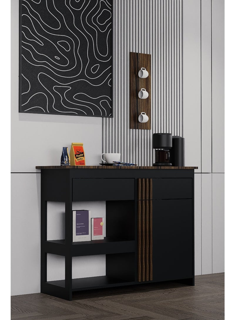 كوفي وورلد ركن قهوة أسود وخشبي عصري دولاب لتخزين وعرض منتجات القهوة الخاصة بك  لتزيين غرفة معيشتك أو غرفتك - Image 3