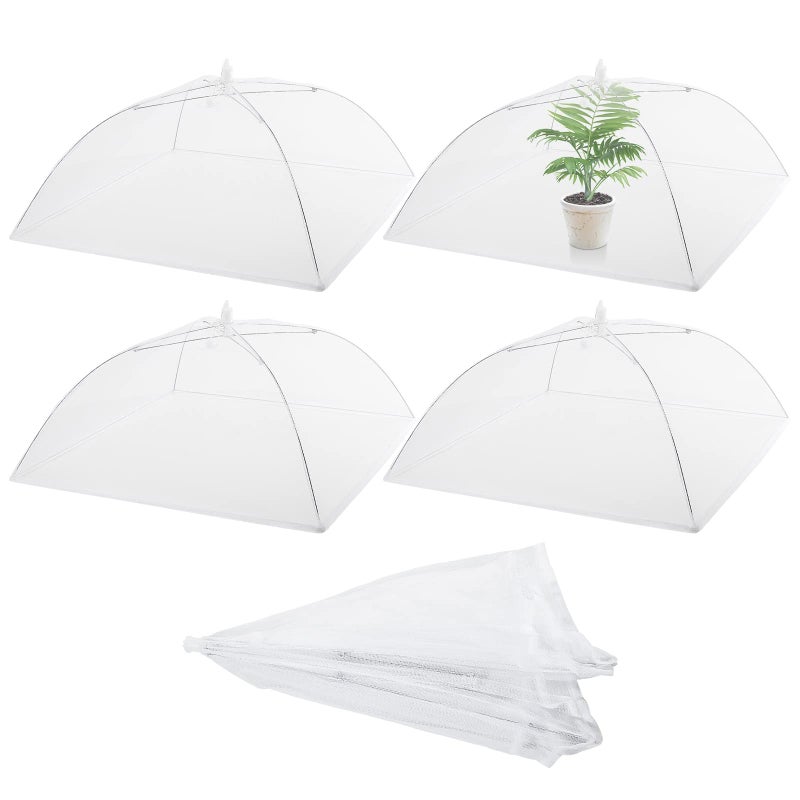 Sawysine 4 Pack Mesh Plant Cover Reusable Screen Cloche Dome Plant Protector Tent Collapsible Umbrella for Outdoor Garden Greenhouse Vegetable Flowers Strawberry from Animals(17 x 17 Inch,White) - Image 1