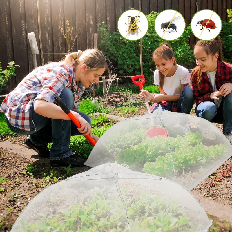 Sawysine 4 Pack Mesh Plant Cover Reusable Screen Cloche Dome Plant Protector Tent Collapsible Umbrella for Outdoor Garden Greenhouse Vegetable Flowers Strawberry from Animals(17 x 17 Inch,White) - Image 5