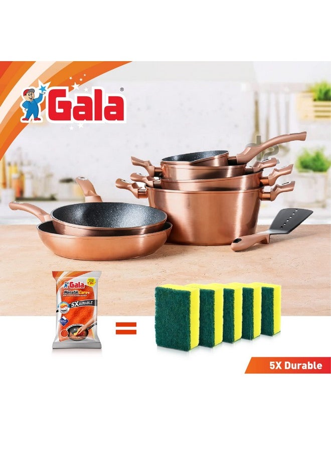 جالا مجموعة مكونة من 6 قطع من إسفنجة التنظيف غير اللاصقة من Gala NonStik Care، إسفنجة تنظيف للمطبخ، إسفنجة تنظيف غير لاصقة، أدوات تنظيف غير لاصقة، إسفنجة Puractive  - Image 4
