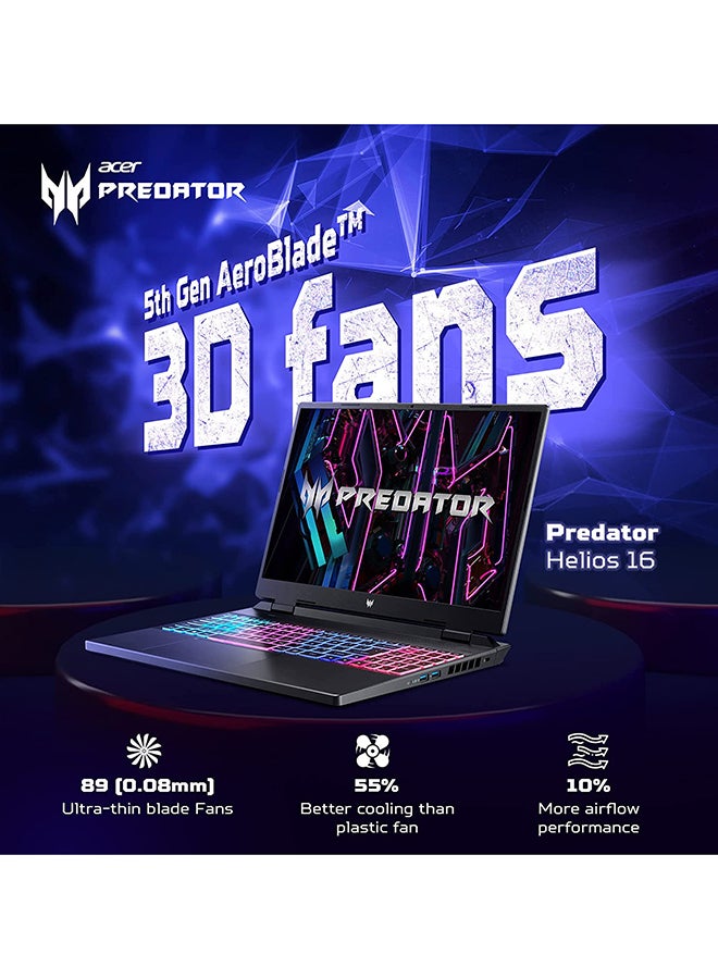 Acer Predator Helios Neo PHN16 Gaming Laptop 16-Inch WQXGA IPS 165Hz Display, 14th Gen Core i9-14900HX 24 Cores Upto 5.8GHz/16GB DDR5/1TB SSD/8GB Nvidia Geforce RTX 4060/Windows 11/ English/Arabic Abyssal Black - Image 3