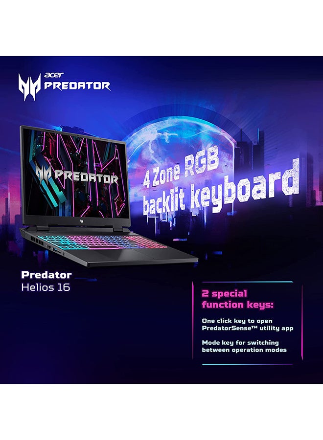 Acer Predator Helios Neo PHN16 Gaming Laptop 16-Inch WQXGA IPS 165Hz Display, 14th Gen Core i9-14900HX 24 Cores Upto 5.8GHz/16GB DDR5/1TB SSD/8GB Nvidia Geforce RTX 4060/Windows 11/ English/Arabic Abyssal Black - Image 4
