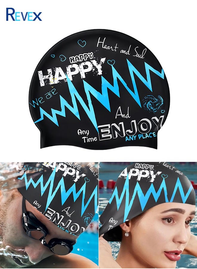 REVEX Swim Caps Adult Swimming Cap for Men Women  Durable Flexible  Great for Short and Long Hair  - Image 1