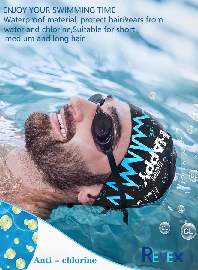 Men Women Swim Caps, Unisex Adult Swimming Cap  for Short Long Hair to Keep Hair Dry, Waterproof Bathing Caps for Swimming