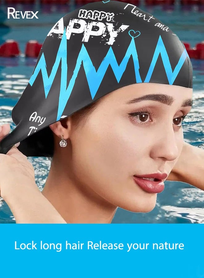 Men Women Swim Caps, Unisex Adult Swimming Cap  for Short Long Hair to Keep Hair Dry, Waterproof Bathing Caps for Swimming