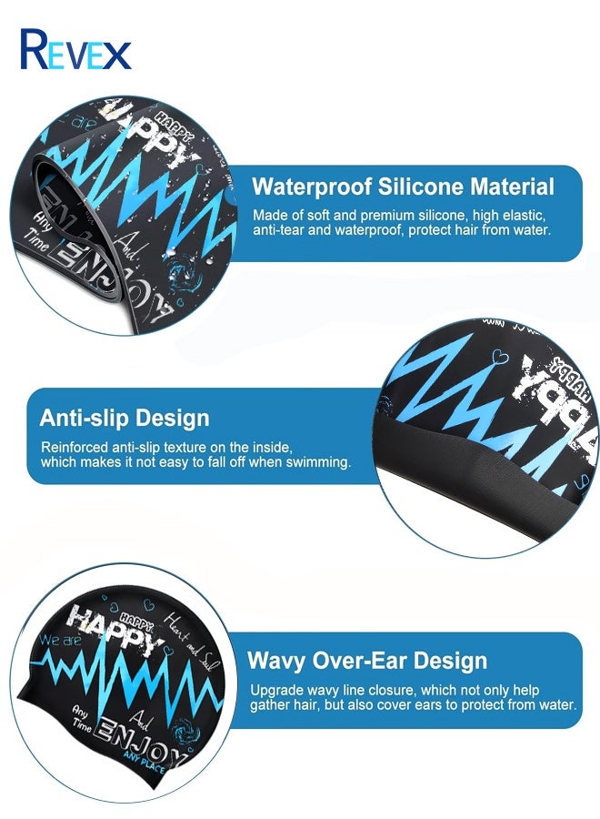 Men Women Swim Caps, Unisex Adult Swimming Cap  for Short Long Hair to Keep Hair Dry, Waterproof Bathing Caps for Swimming