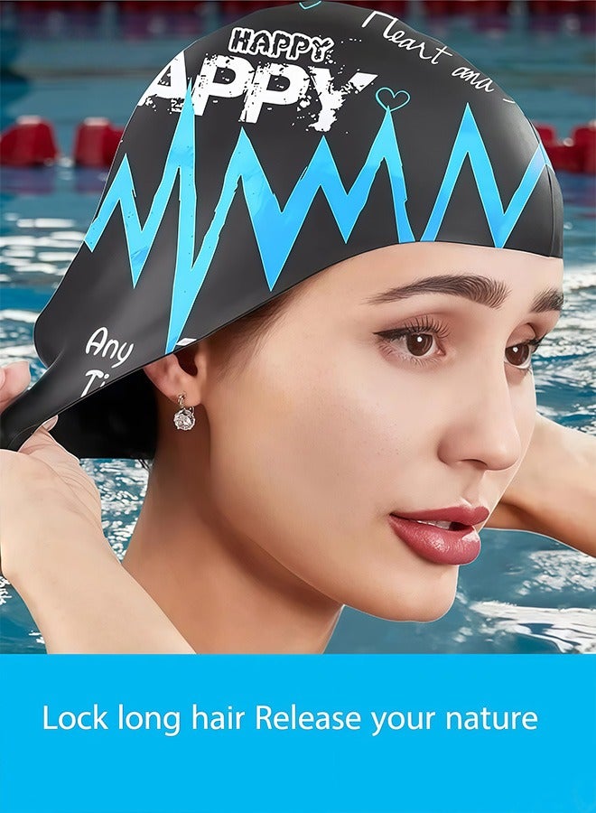 REVEX Men Women Swim Cap, Unisex Adult Swimming Cap  for Short Long Hair to Keep Hair Dry, Waterproof Bathing Cap for Swimming - Image 2