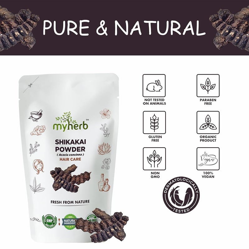MYHERB Pure Natural 100 Organic ShikakaiAcacia Concinna Powder For Hair Pack  227 Gm05 Lbs  Excellent Hair Conditioner  CleanserFor Hair PackFor Men  Women - Image 3