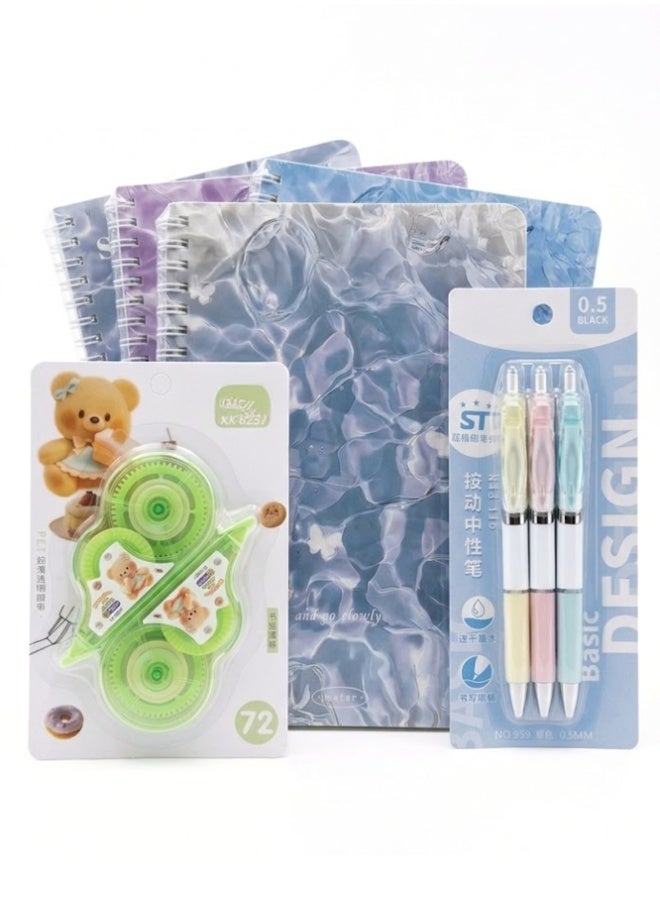 Crazy Boss Premium 8-Piece Aesthetic Stationery Set – Includes 6 Large Spiral Notebooks (20.3cm x 14cm), 1 Gel Pen Set, and 1 Correction Tape Set for School, Office, and Journaling - Image 1